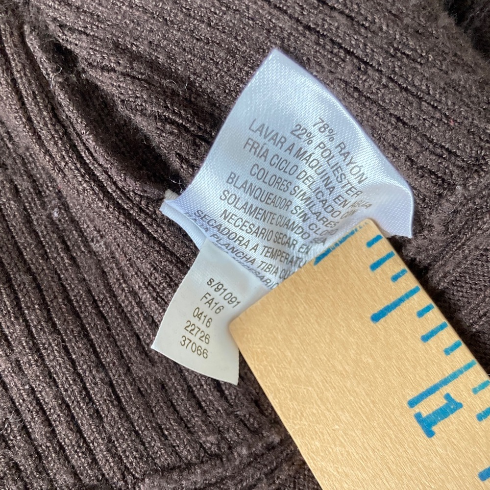 JM Collection Dark Chocolate Open-Front Ribbed Cardigan - Picture 4 of 11
